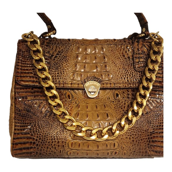 SOLD! BRAHMIN Toasted Almond Melbourne Satchel with chain shoulder strap - Picture 2 of 16